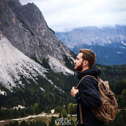 Canvas-Rucksack im Vintage-Stil mit Überschlagklappe