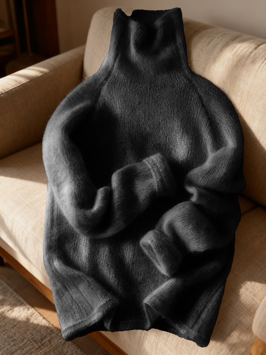 Women's solid-color roll-neck sweater