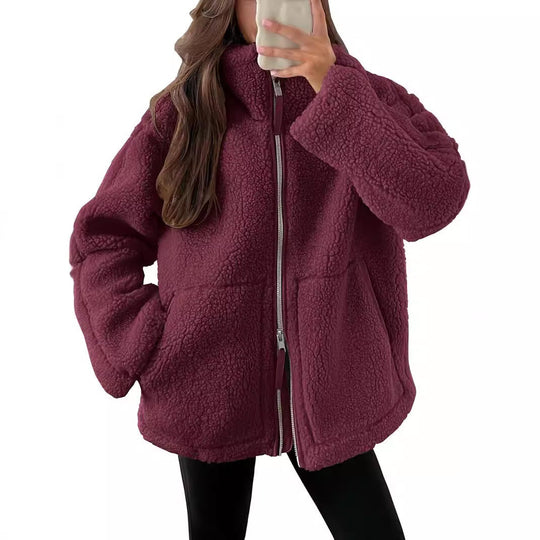 Women's Teddy Jacket with Zipper for Winter and Autumn