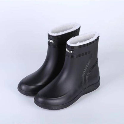 Detailansicht des robusten Materials der Fleece-Gummistiefel