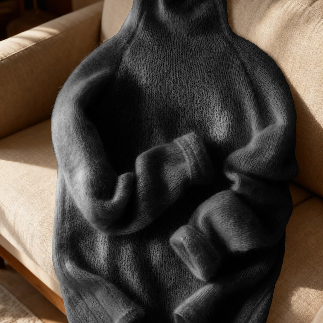 Women's solid-color roll-neck sweater