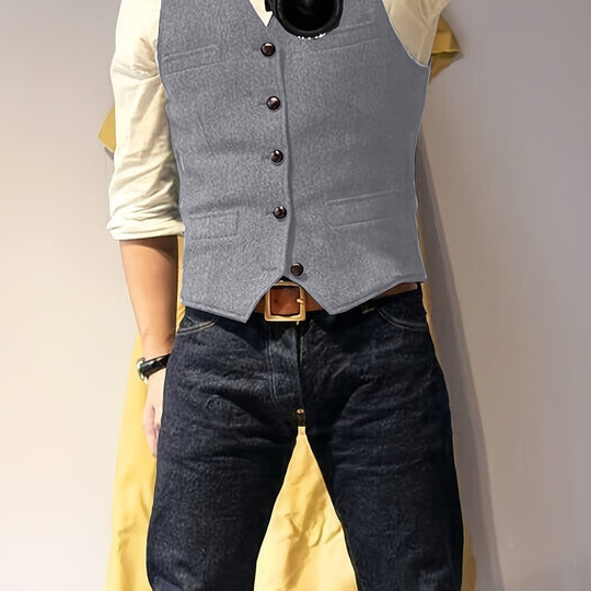 Vintage tweed western-style vest for men