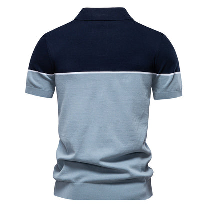 Zweifarbiges Poloshirt für Herren mit V-Ausschnitt