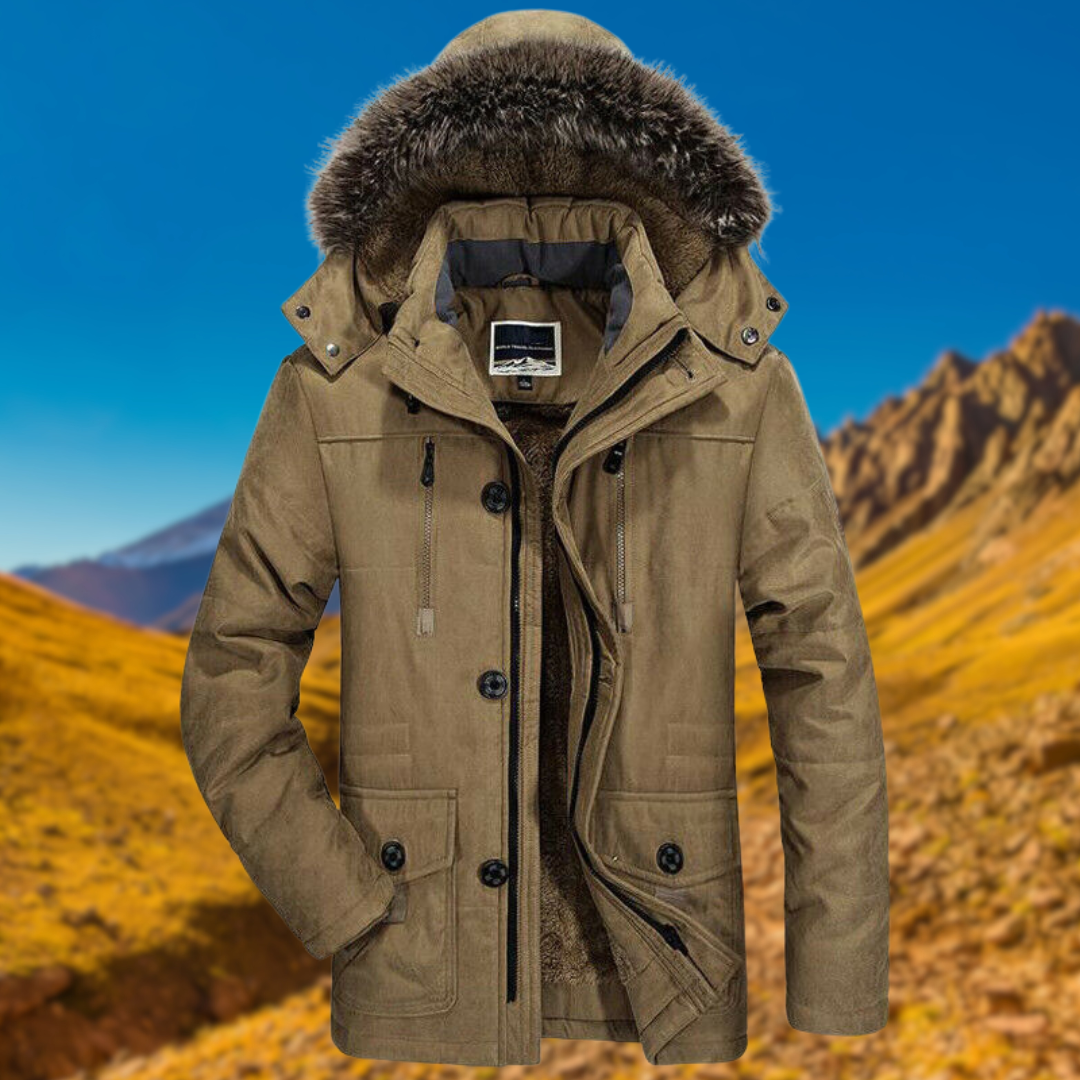 Men's winter parka with warm lining and functional design