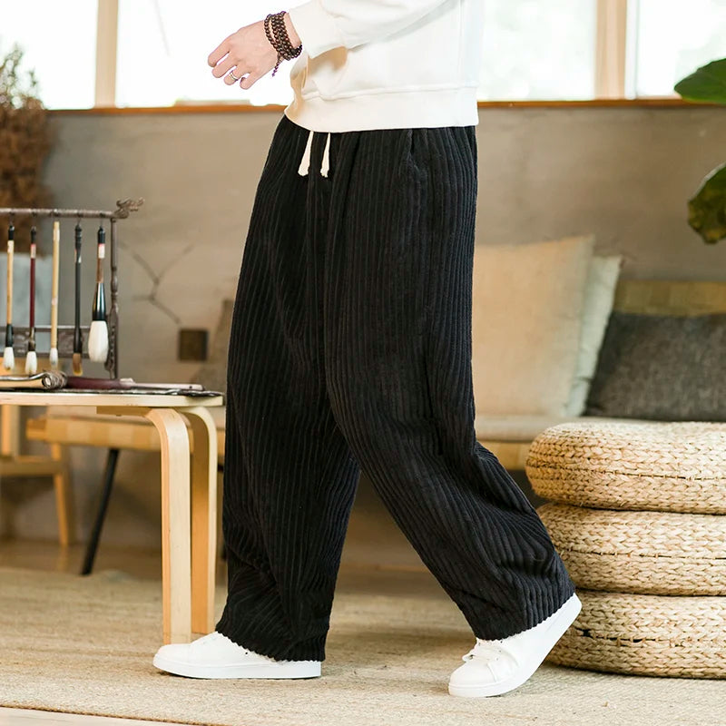 Herren Cordhose Mit Weitem Bein Und Kordelzug