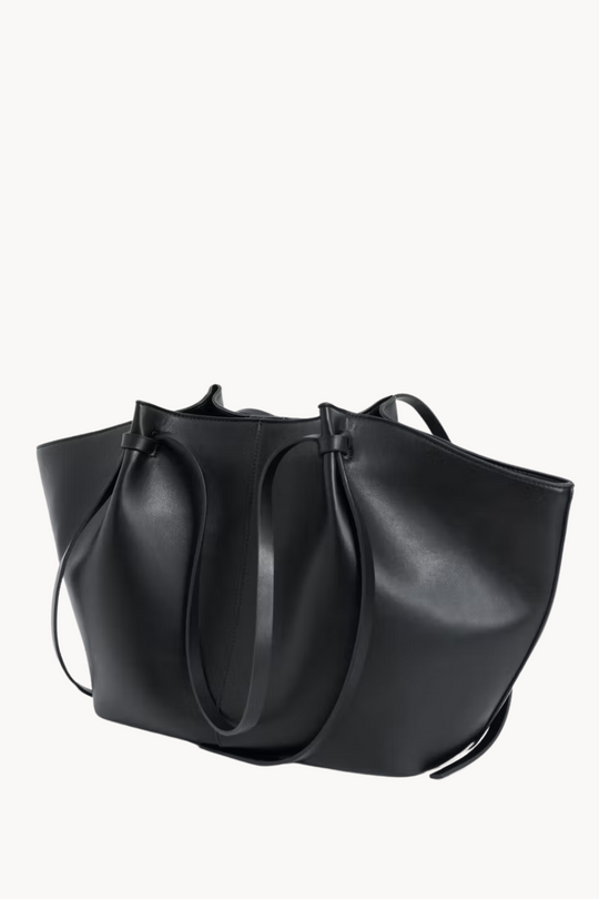 Livana Tote Black | Large tote bag made of vegan ultrafiber with laptop compartment and gold details for women