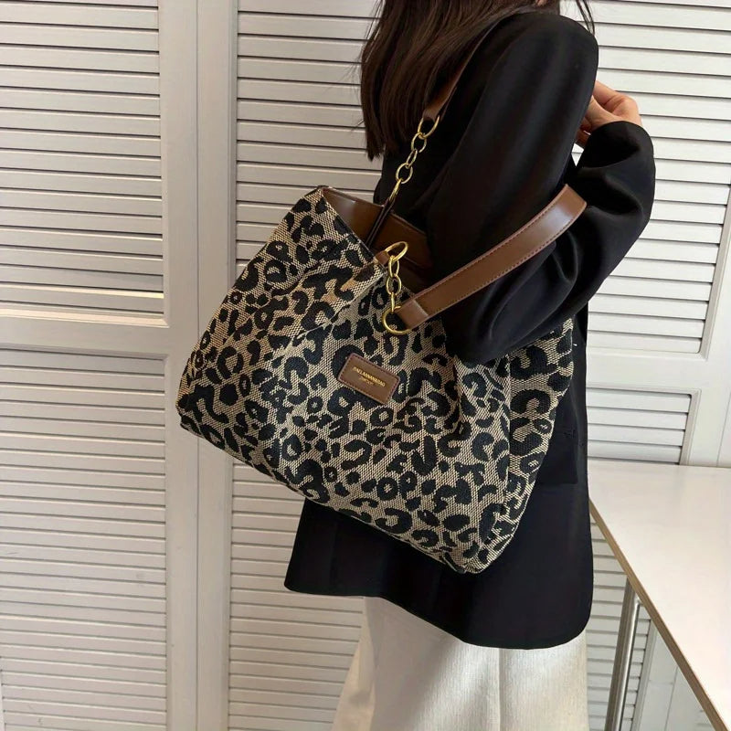 Trendy leopard canvas bag for women