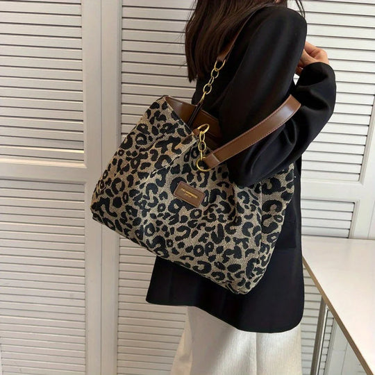 Trendy leopard canvas bag for women