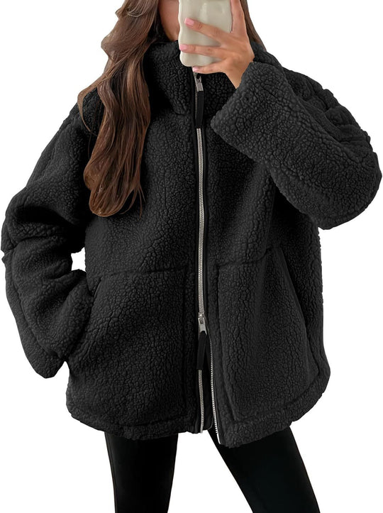 Women's Teddy Jacket with Zipper for Winter and Autumn