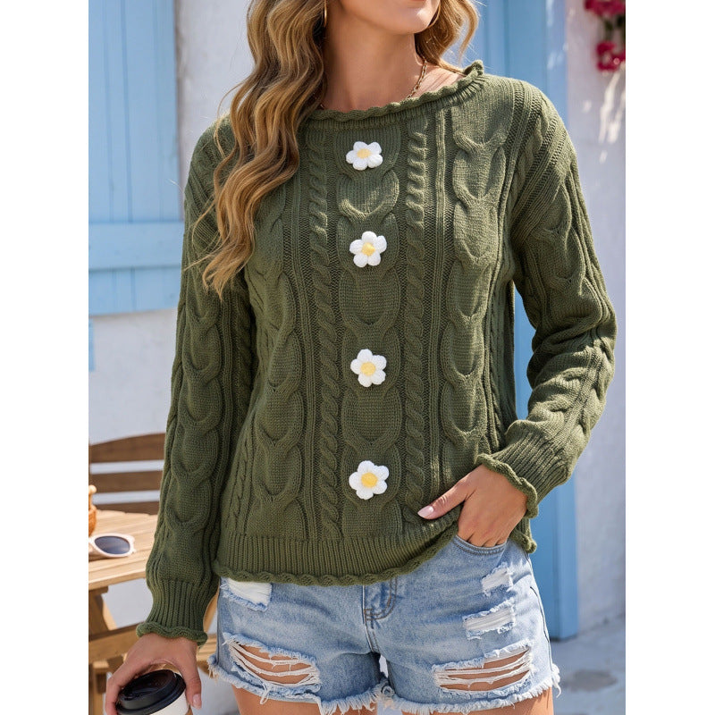 Damenpullover im Boho-Stil mit markanter Häkelstruktur