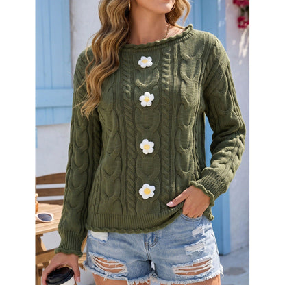 Damenpullover im Boho-Stil mit markanter Häkelstruktur