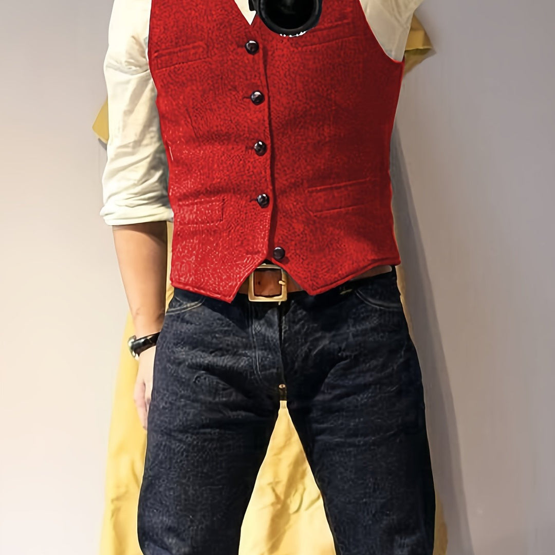 Vintage tweed western-style vest for men