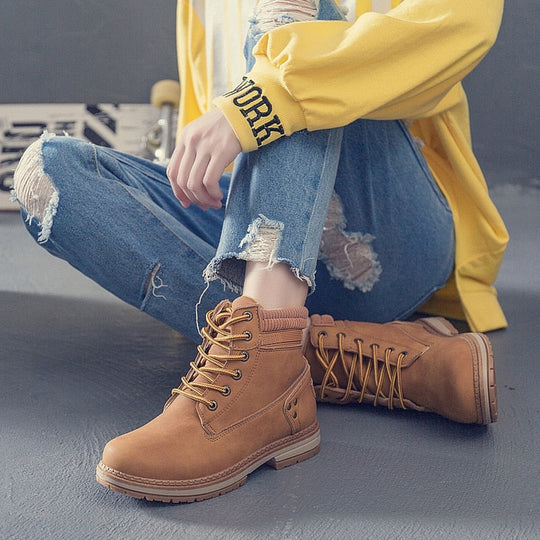 Women's Boots with Sneaker Design and Plush Lining 