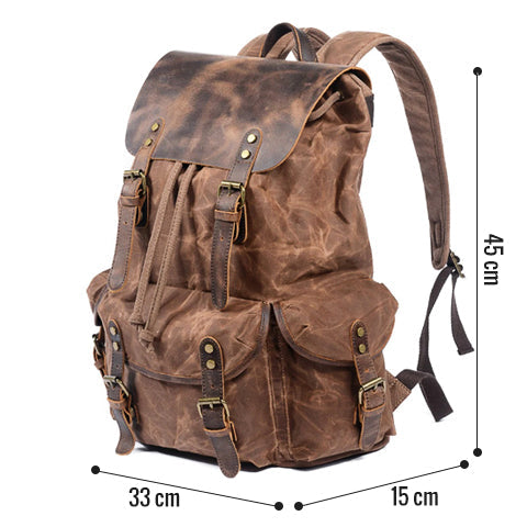 Geräumiger Canvas-Rucksack mit Seitentaschen