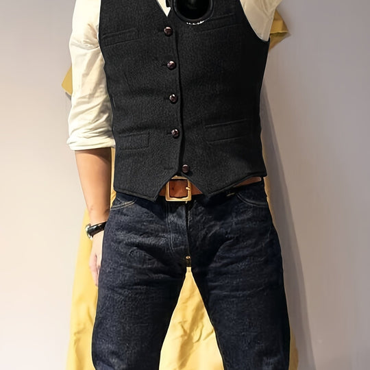 Vintage tweed western-style vest for men