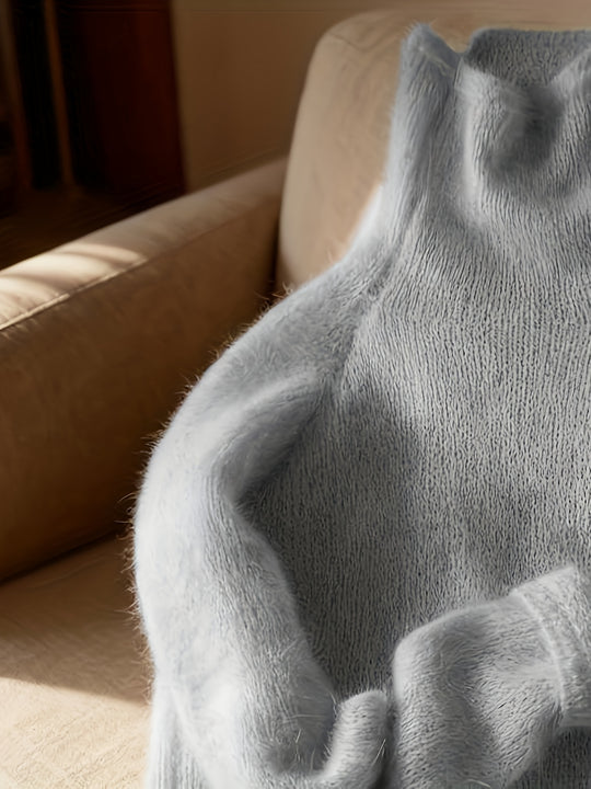 Women's solid-color roll-neck sweater