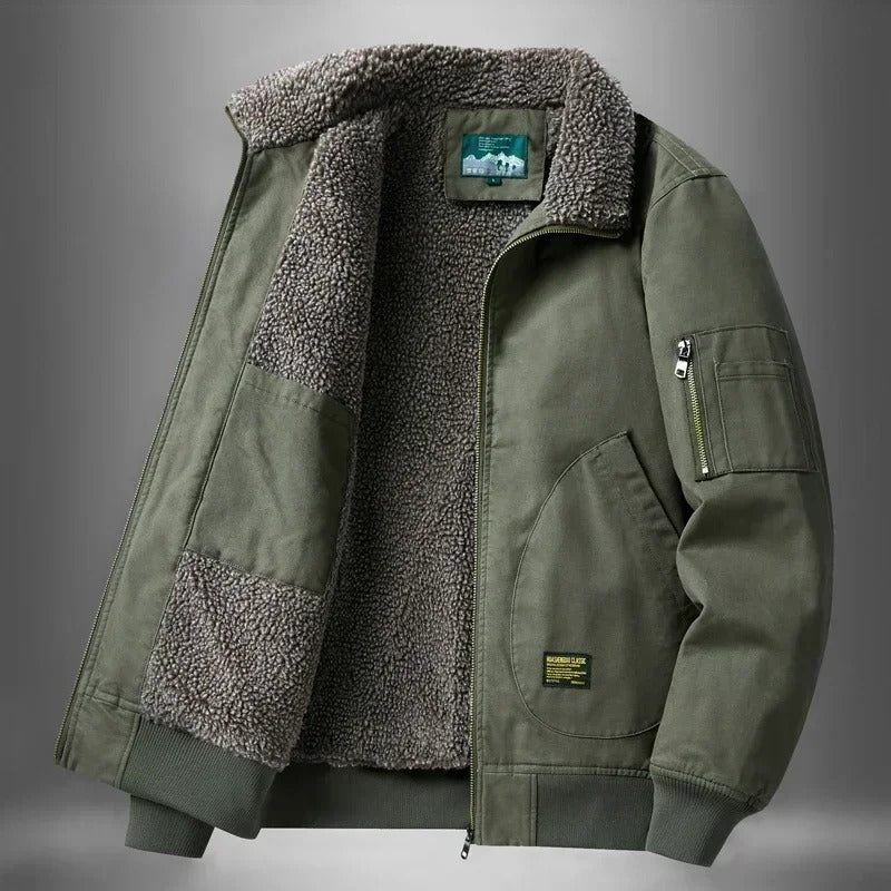 Men's flight jacket with sherpa lining