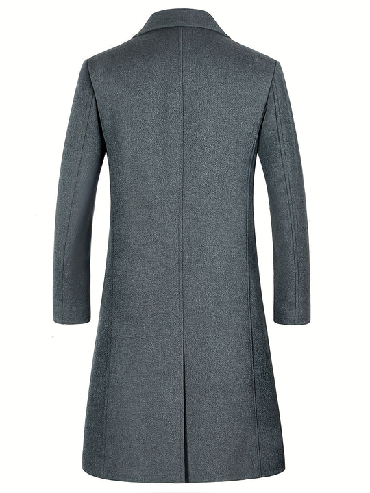 Long coat with lapel collar and button placket for men
