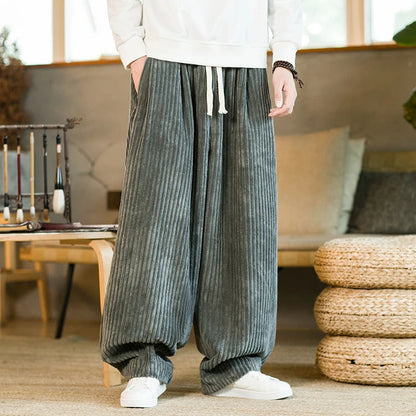 Herren Cordhose Mit Weitem Bein Und Kordelzug