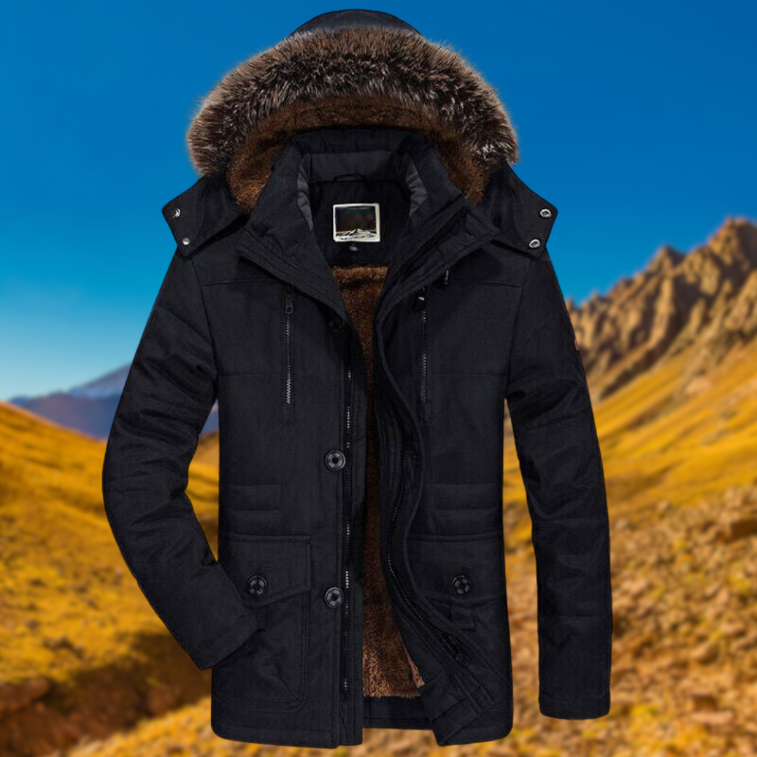 Men's winter parka with warm lining and functional design