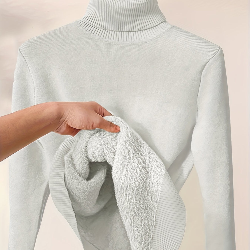 Women's solid-color turtleneck sweater