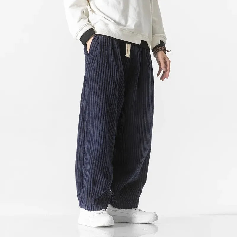 Herren Cordhose Mit Weitem Bein Und Kordelzug