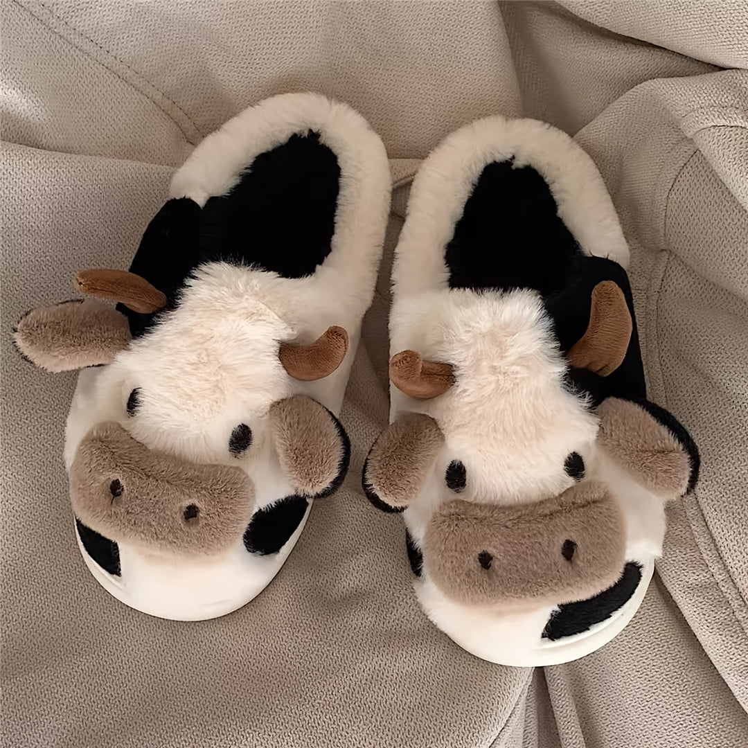 Cozy cow-design slippers for women