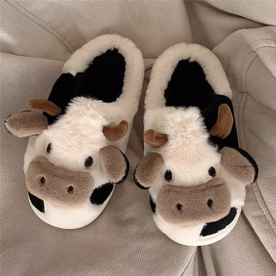 Cozy cow-design slippers for women