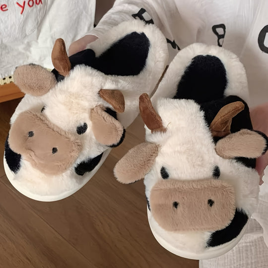 Cozy cow-design slippers for women