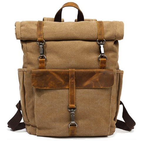 Canvas-Rucksack für Herren mit Rolltop-Verschluss