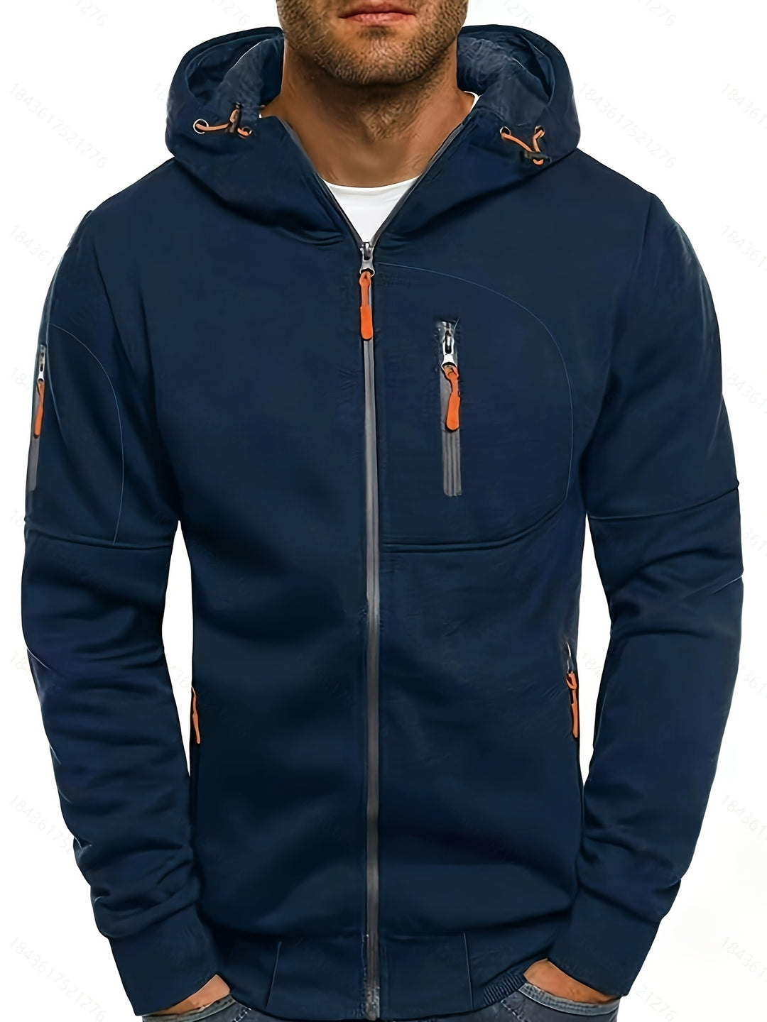 Men's sporty zip-up hooded jacket