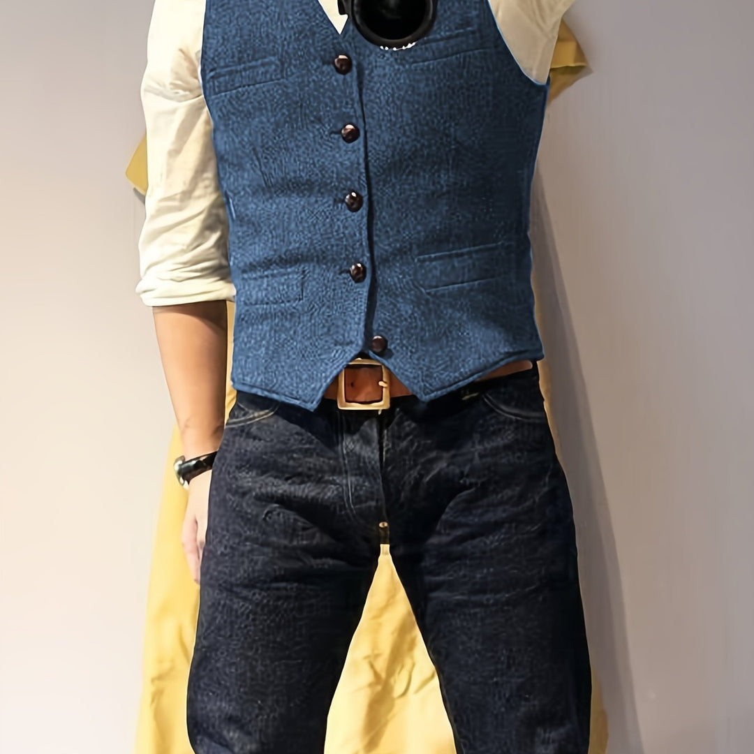 Vintage tweed western-style vest for men