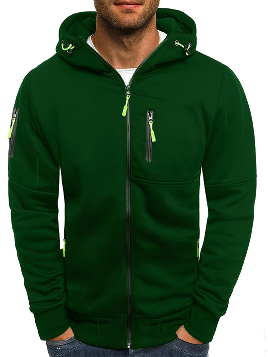 Men's sporty zip-up hooded jacket