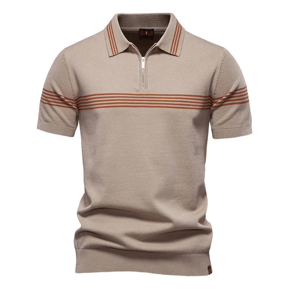Strick-Poloshirt für Herren mit schmalen Streifen