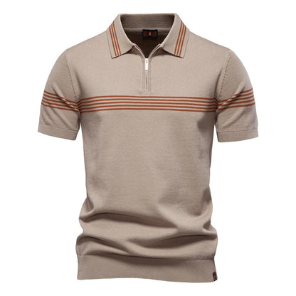 Strick-Poloshirt für Herren mit schmalen Streifen