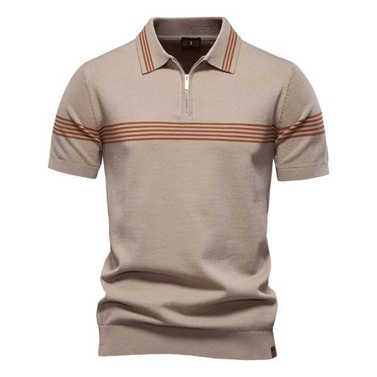 Strick-Poloshirt für Herren mit schmalen Streifen