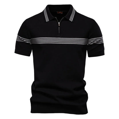 Strick-Poloshirt für Herren mit schmalen Streifen