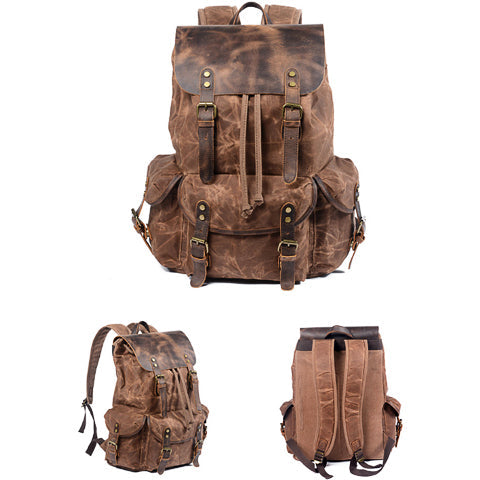 Geräumiger Canvas-Rucksack mit Seitentaschen
