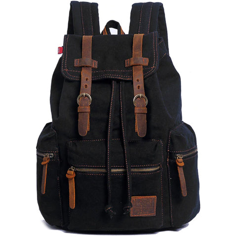 Canvas-Rucksack im Vintage-Stil mit Überschlagklappe