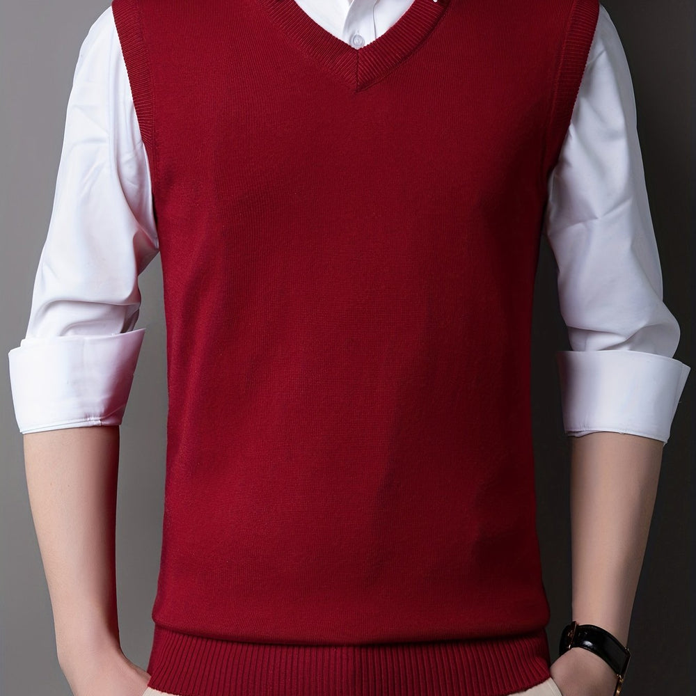 Sleeveless V-neck knit sweater for men