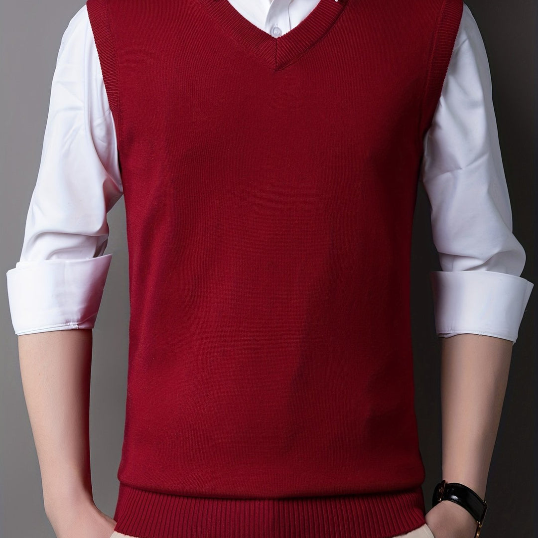 Sleeveless V-neck knit sweater for men