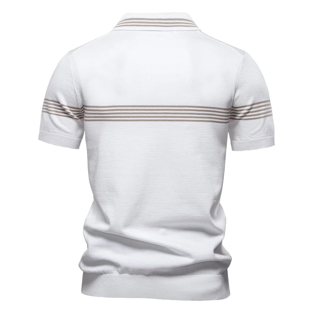 Strick-Poloshirt für Herren mit schmalen Streifen