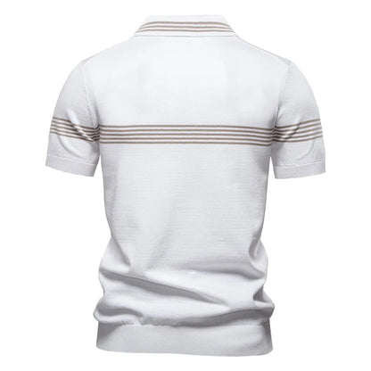 Strick-Poloshirt für Herren mit schmalen Streifen