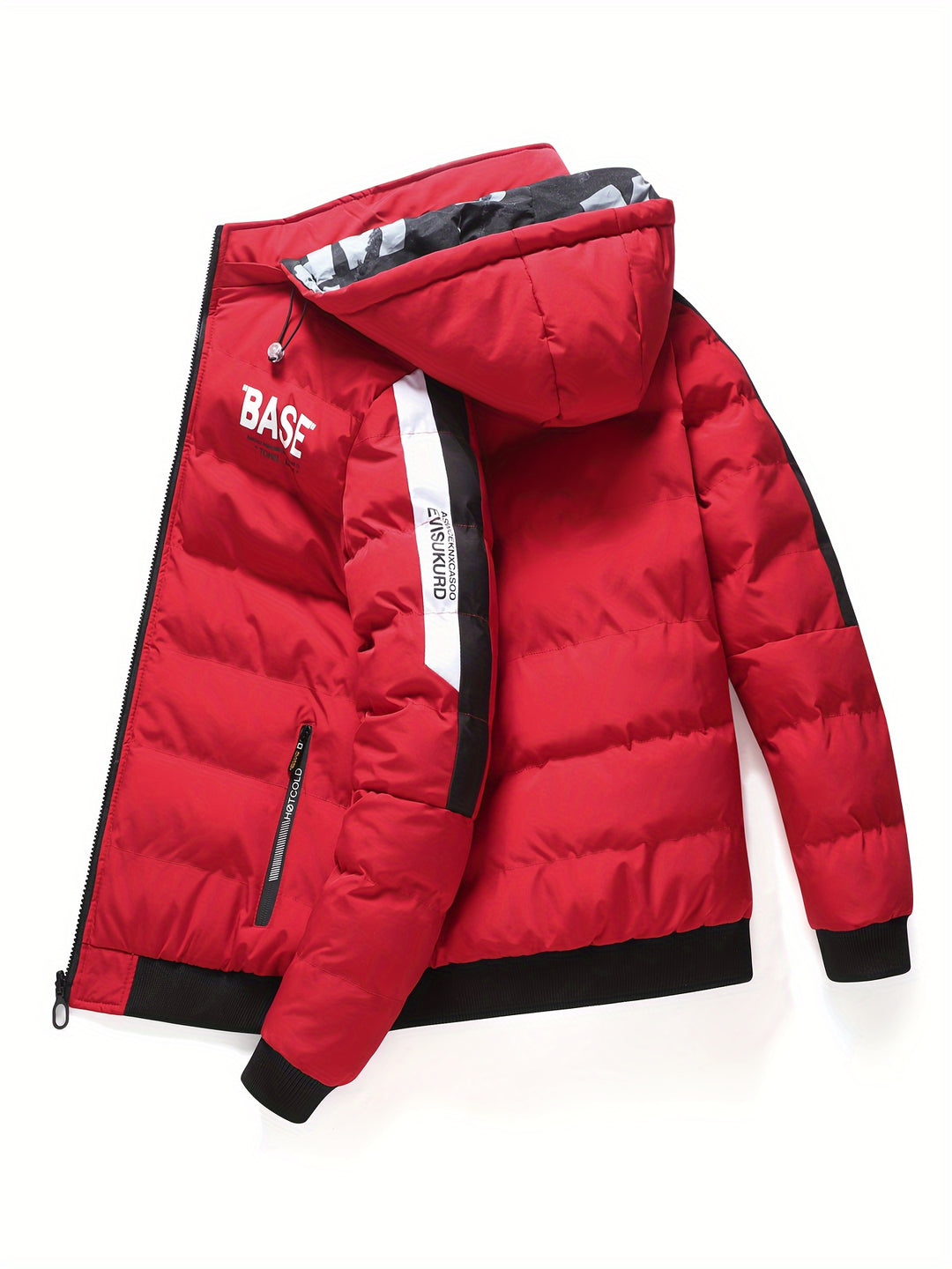 Warm puffer jacket with letter pattern for men