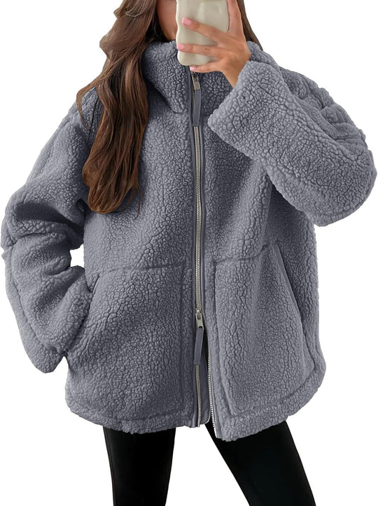 Women's Teddy Jacket with Zipper for Winter and Autumn