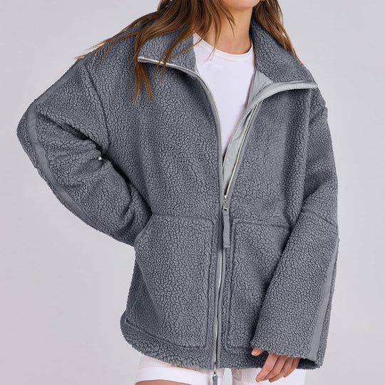Women's Teddy Jacket with Zipper for Winter and Autumn