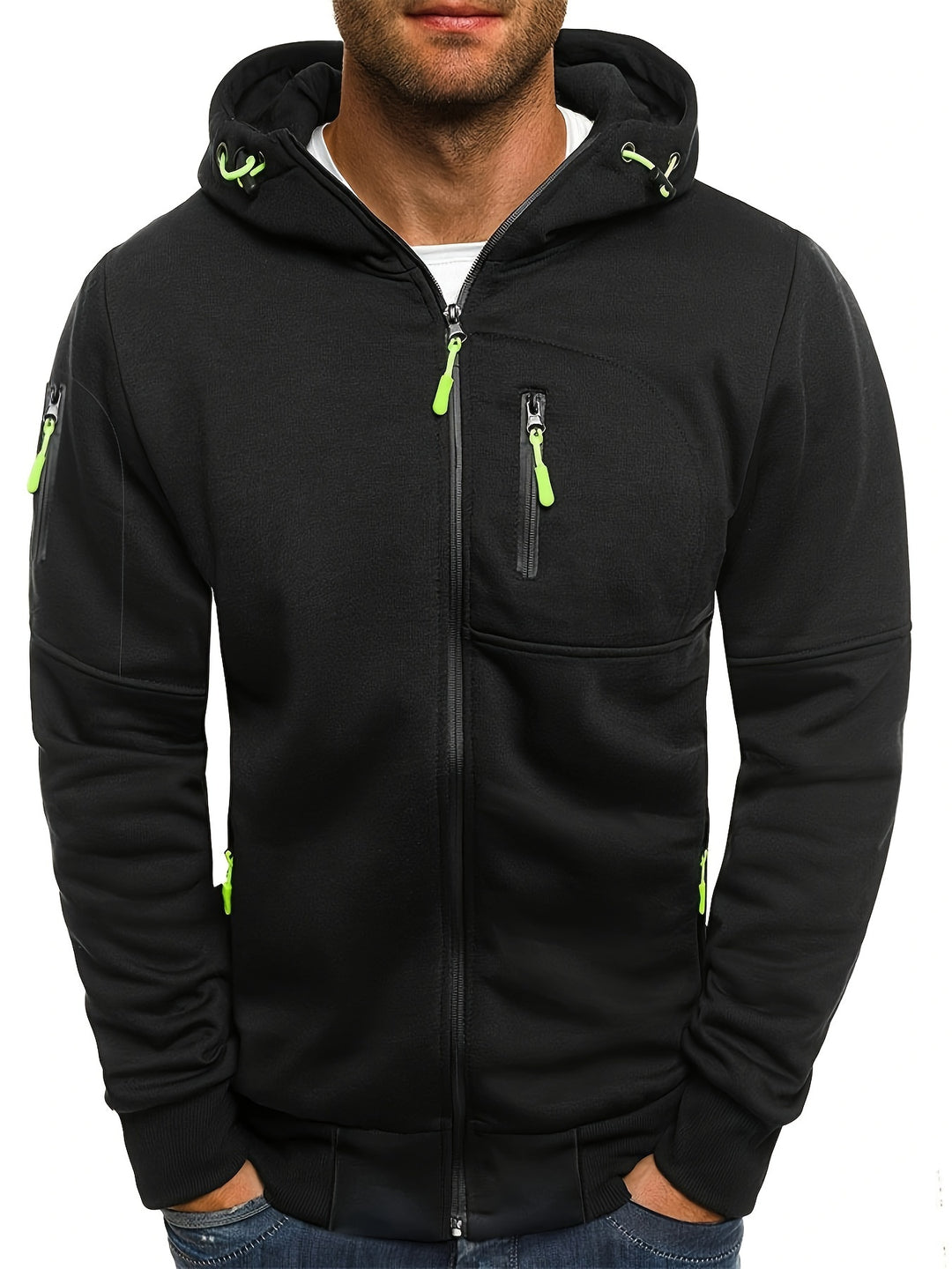 Men's sporty zip-up hooded jacket