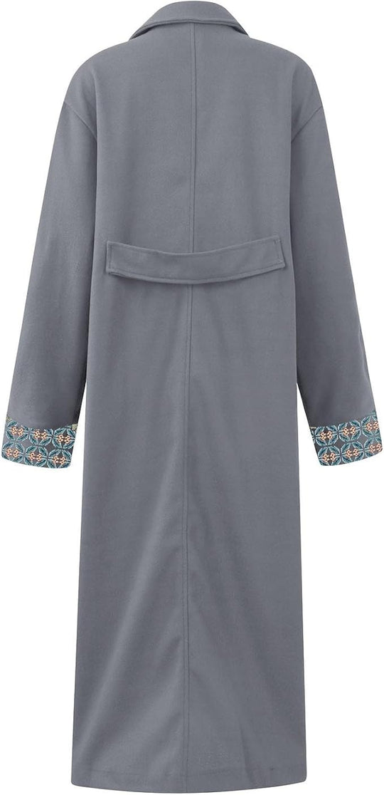 Women's Long Coat with Floral Pattern