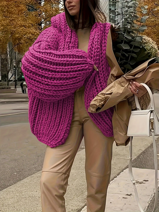 Women's hooded cardigan with oversized sleeves