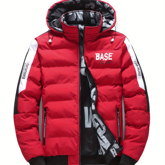 Warm puffer jacket with letter pattern for men